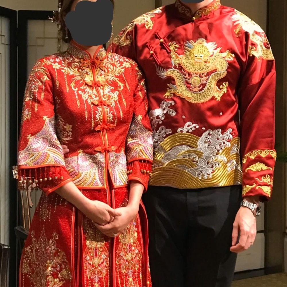 Chinese wedding outfit beaded kua couple set